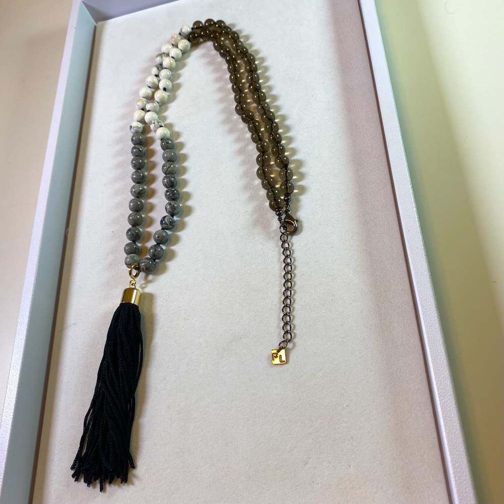 Granite Black White Gray Marbled Necklace